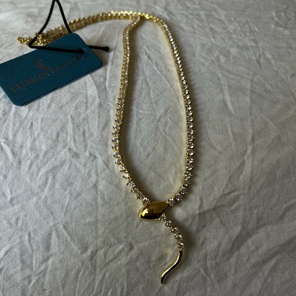 14k gold plated cubic zirconia 16+2” snake necklace - Picture 4 of 6